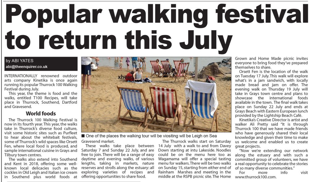 Thurrock 100 2018 Enquirer clipping 28 June p3