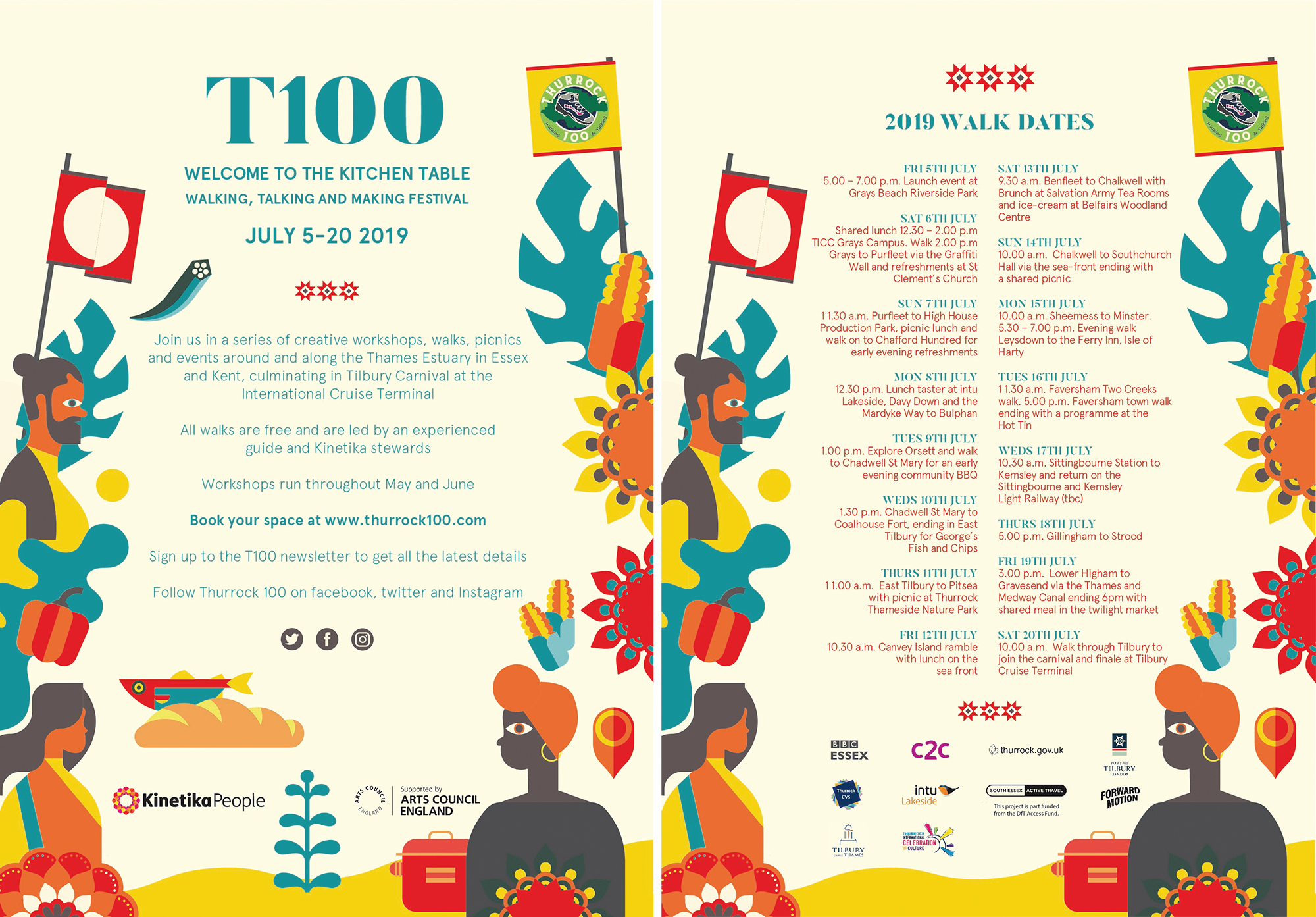 Thurrock100 T100 2019 walking festival flyer