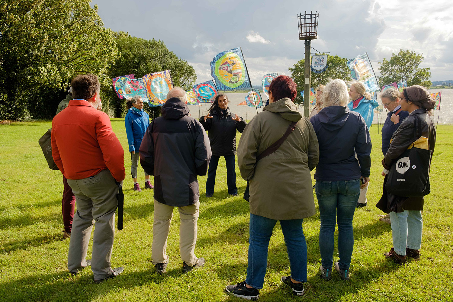 Jayshree Patel explains her connections to the area to the Purfleet walkers